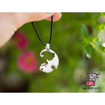 Кулон "Изящный кот. Silver". Нержавеющая сталь 